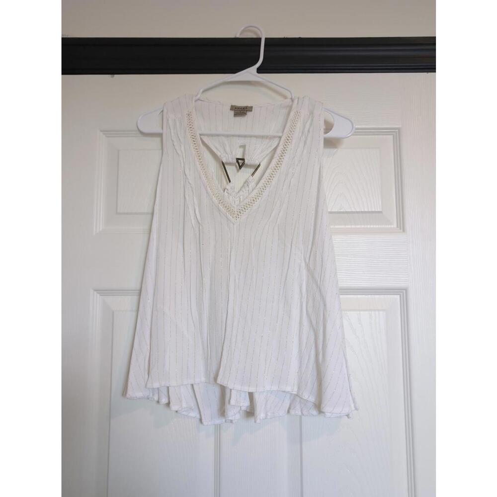 Large boho white and gold flowy tank